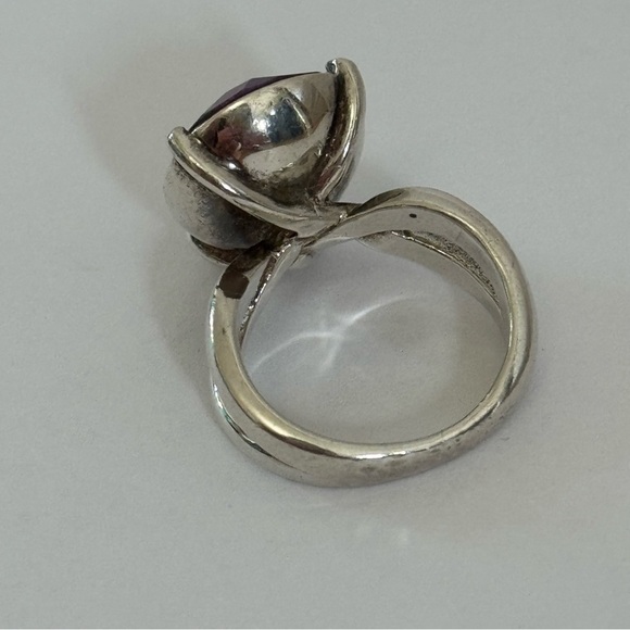 Sterling Silver BARSE Split Shank Ring Teardrop Pear Purple Stone - Picture 6 of 9